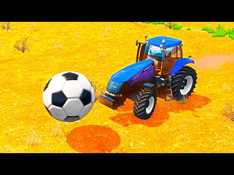 Blue Tractor vs soccer ball - BeamNG ULTRA REALISTIC