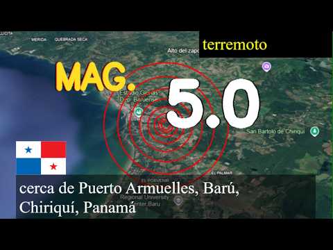 Terremoto de magnitud 5.0 ocurrió cerca de Puerto Armuelles, Barú, Chiriquí, Panamá hoy 24 de febre