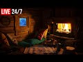 🔴 Blizzard & Fireplace in a Cozy Winter Attic | Deep Sleep, from Insomnia, Sleep Better - Live 24/7