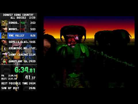 [Former WR] Donkey Kong Country speedrun All Bosses 24:35