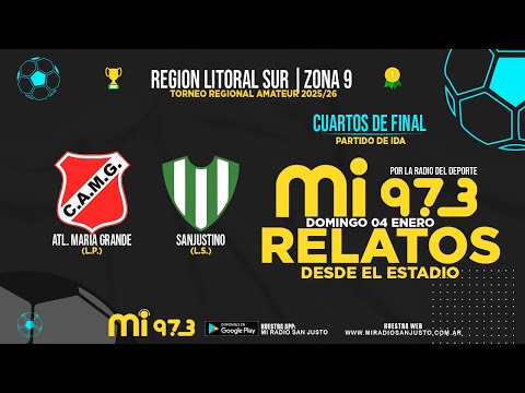 ⚽Torneo Regional Federal Amateur ➡️🔴⚪ ATL. MARIA GRANDE vs ⚪🟢SANJUSTINO
