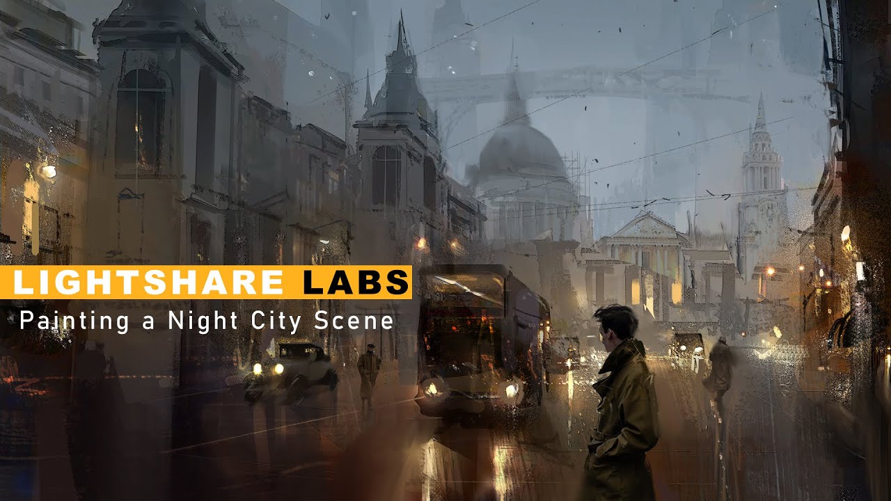Painting a Moody Night Environment City Scape Tutorial - [Lightshare Labs] 02