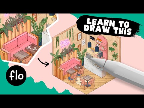 You Can Draw This ISOMETRIC COFFEE CORNER in PROCREATE