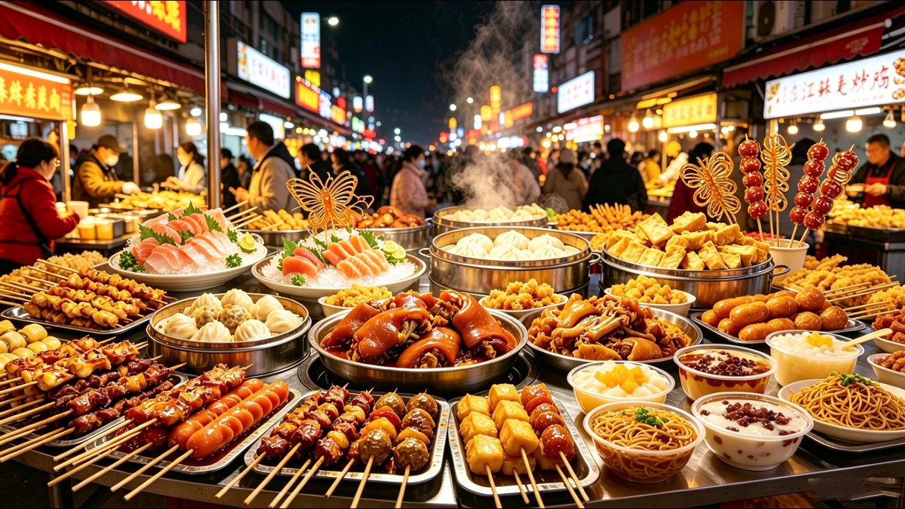 A collection of delicious food from China's four major night markets – an amazing culinary journey!