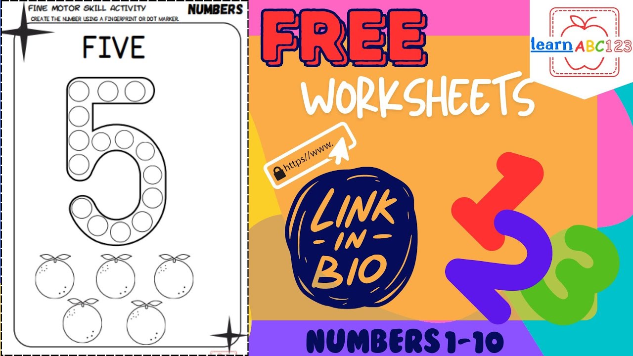 Free worksheet number 5– Fun with Fine Motor Skills: Dot Marker Number 5 Activity