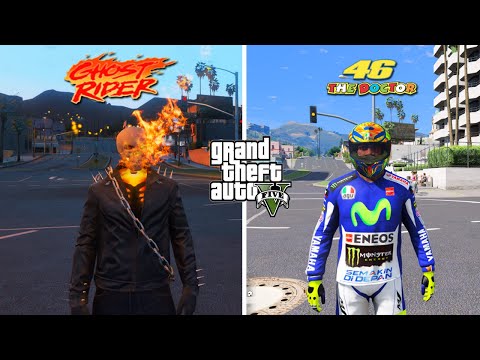 GHOST RIDER AND VALENTINO ROSSI BECOME GOJEK - GTA 5
