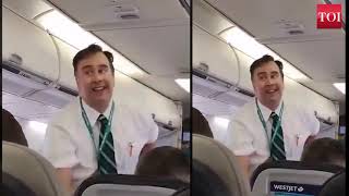 Amazing Flight Attendant on his Flight Safety Demo