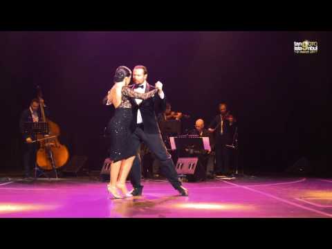  Francesca del Buono  and  Giampiero Cantone  are  dancing  to  the  tango  "  Chique  "  by  Solo Tango Orquesta  at  TanGO TO Istanbul  in  2017
