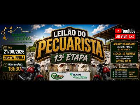 LEILÃO DE GADO  – GUAPO GOIÁS – 21/08/2026