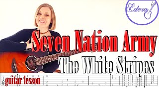Seven Nation Army - fingerstyle guitar tutorial with full on-screen Tab - The White Stripes