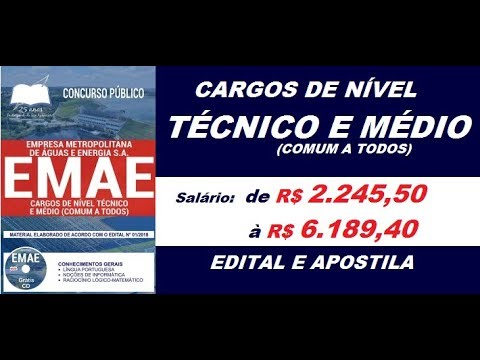 Edital Apostila Concurso EMAE SP 2018  Cargos de Nível Técnico e Médio
