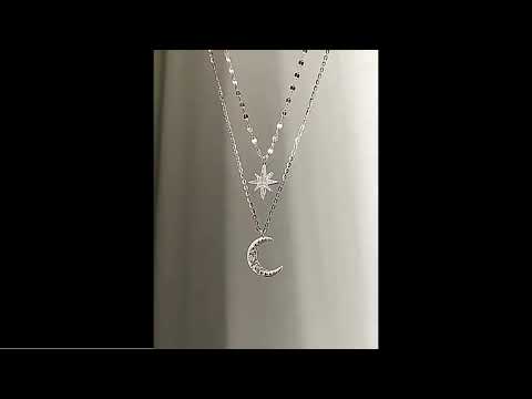 Colar de lua dupla camada prata 925