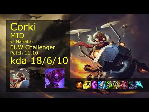 Corki vs Malzahar Mid - EUW Challenger 18/6/10 Patch 11.10 Gameplay