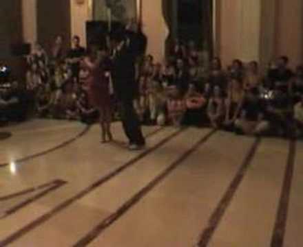  Fabian Salas  and  Carolina del Rivero  are  dancing  to  a  vals