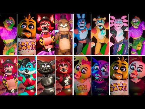 ALL ANIMATRONICS WITH ALL MODS COMPILATION – FNAF Security Breach