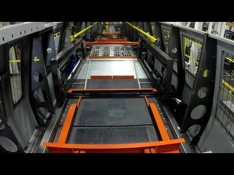 Columbia Machine: HL9200 High Speed Palletizer Stacking Trays of Unwrapped Cans