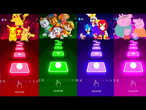Paw patrol VS Pikachu VS Sonic VS peppa Pig||Tiles hop EDM RUSH