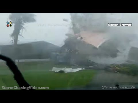 Hurricane Ian Flying Debris, Live Stream Highlights, Placida, FL - 9/28/2022