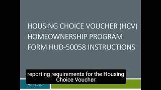 HCV Homeownership: HUD-50058 Form Tutorial