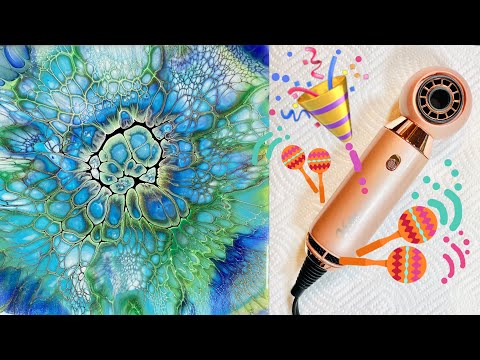 (55) My first success with Yiiho blower💨/Sheleeart Bloom Technique/Fluid Art/フルイドアートブルームテクニック