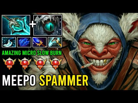 Epic Grandmaster Meepo Spammer Super Slow Build Disperser + Skadi Crazy Full Aghanim Effect Dota 2
