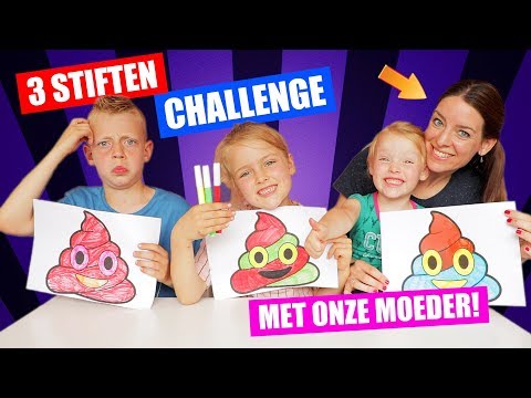 3 STIFTEN CHALLENGE met onze MOEDER!! [3 Marker Challenge] ♥DeZoeteZusjes♥