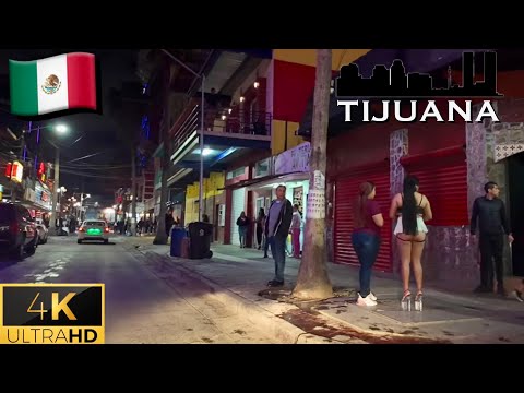 🇲🇽 Tijuana Streets at Night |  Zona Norte [4K]