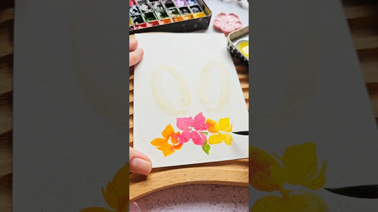 Watercolor Easter Bunny Card Idea 🐰