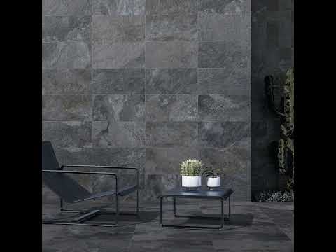 Carrelage sol extérieur effet pierre de Bali Kuta Black R11 30x60 cm