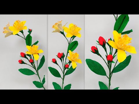 How to make Paper Flower St. Johns Wort \ Hypercium (flower # 178)