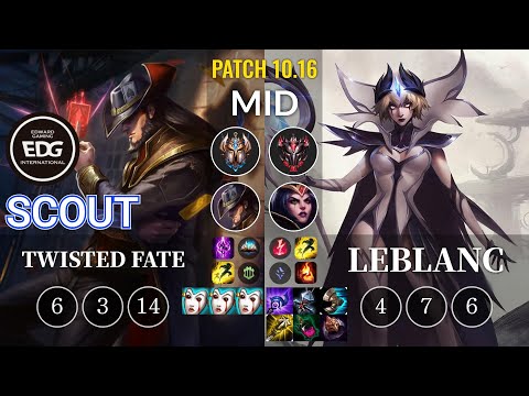 EDG Scout Twisted Fate vs LeBlanc Mid - KR Patch 10.16
