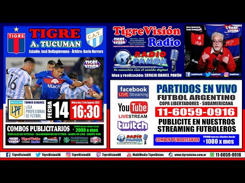 TIGRE vs. Atlético Tucumán en vivo por StreamFútbol y Radio Panón