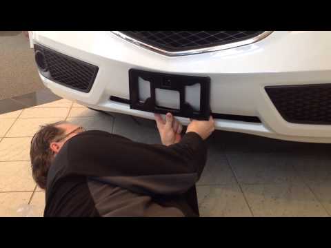How to install a front license plate bracket on a 2015 Acura RDX.