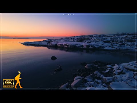 Helsinki, Finland 🚶Ice Cold Seashore Winter Morning Twilight Walk