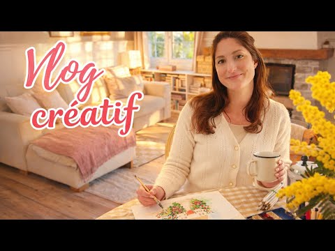 Vlog: A creative and cozy day at home 🌿 Watercolor, reading journal & cozy stickers