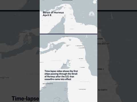 Time-lapse shows first ships crossing Strait of Hormuz