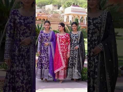 Luxe Black Viscose Jacquard Gown with Sequin Embroidery & Russian Silk Dupatta