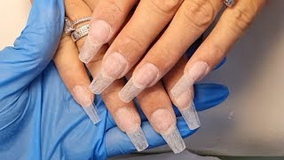 Nail prep and clear tips application step by step tutorial. How to blend nail tips.