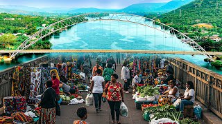 Street Market On The Longest Floating Bridge In Africa 🇬🇭