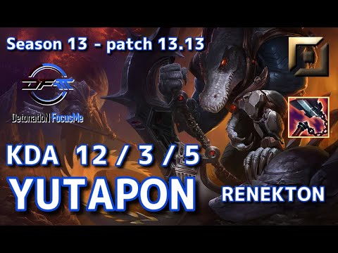 【JPサーバー/GM】DFM Yutapon レネクトン(Renekton) VS ジェイス(Jayce) TOP - Patch13.13 JP Ranked【LoL】