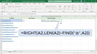 How to Extract User name and Domain Name from email address in Excel -  Office 365