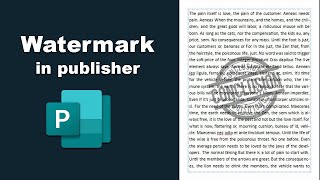 How to add or Insert Watermark in Microsoft publisher