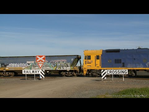 Pacific National 7737V Grain Train At Level Crossing - PoathTV Australian Railways