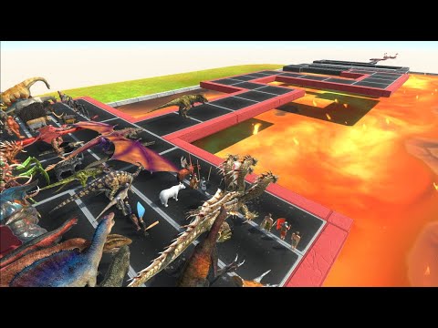 All Units vs Zigzag Bridge under Lava - Don't fall into the lava - Animal Revolt Battle Simulator