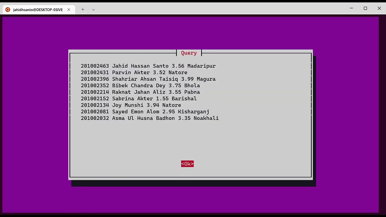 Student Database System || Operating System Lab Project || Shell || Bash