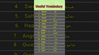 Daily use Urdu to English vocabulary