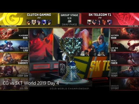 CG vs SKT Highlights Game 1 Worlds 2019 Group C Day 4 | Clutch Gaming vs SK Telecom T1