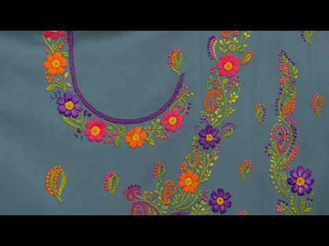 Beautiful Floral Neck Embroidery Design | Easy & Colourful Hand Embroidery Tutorial