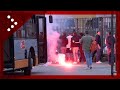 Sampdoria-Spezia, l'arrivo dei bus con i tifosi spezzini al Marassi: stadio blindato per la partita