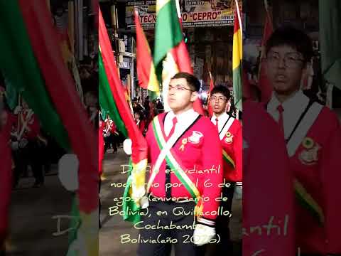 Desfile estudiantil por el 6 de agosto en Quillacollo, Cochabamba, Bolivia(año 2026)
